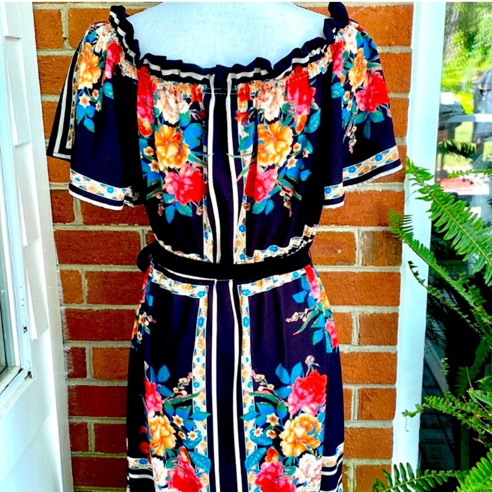 Lulus Black Floral Maxi Dress Sz L